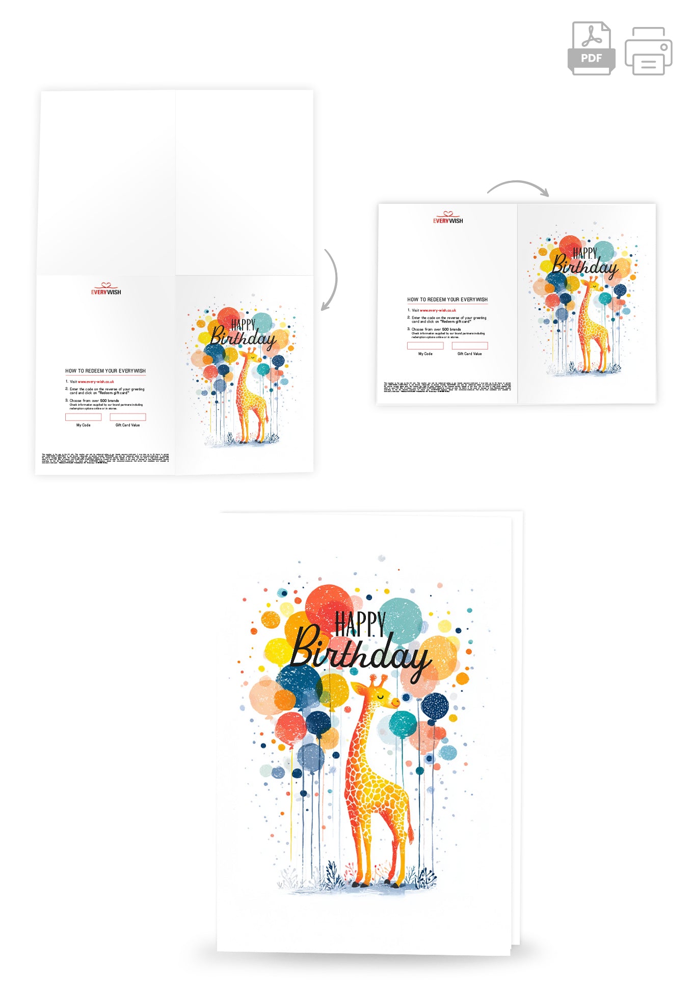 Happy Birthday – Giraffe and Balloons