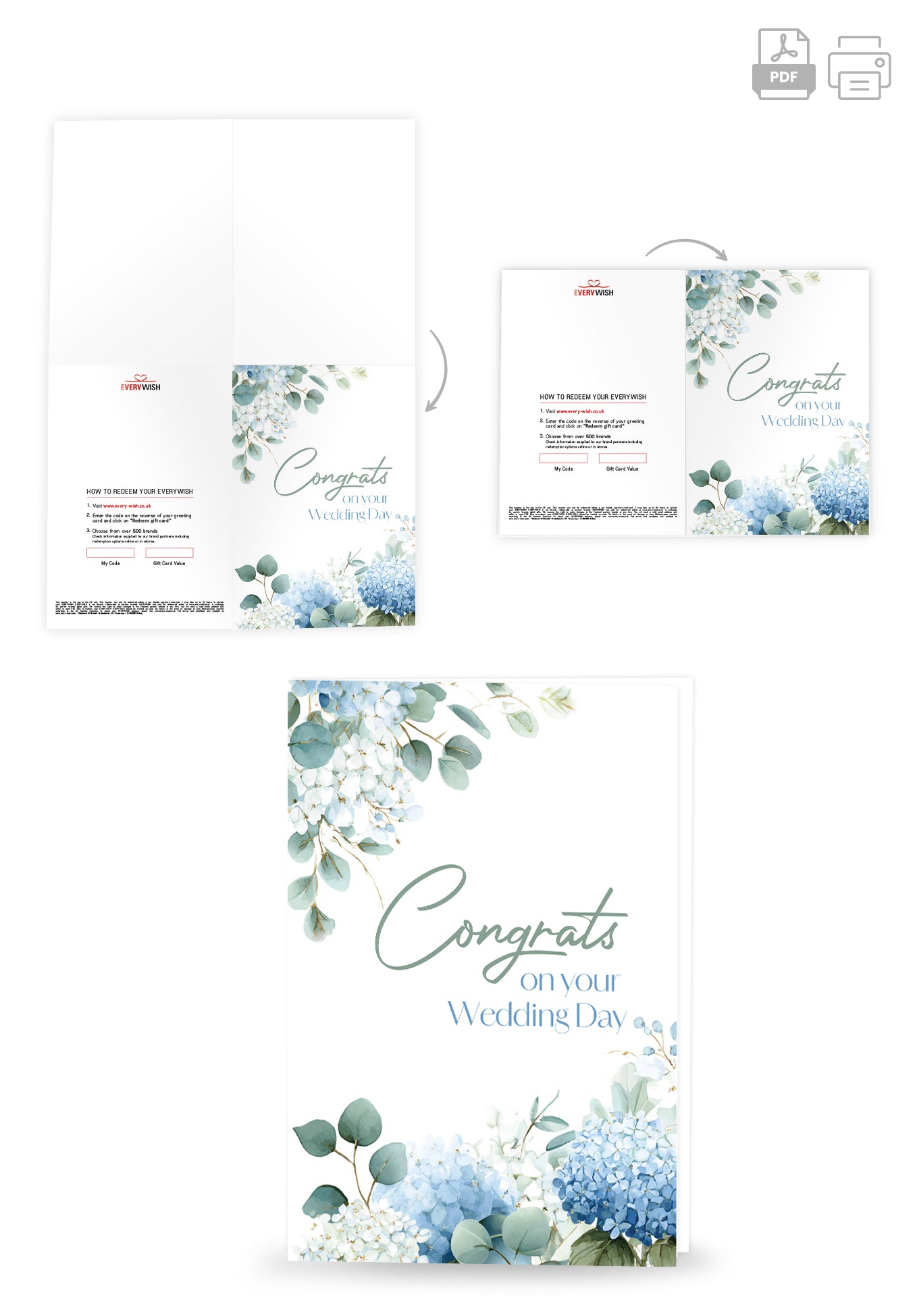 Congrats on your wedding day - Blue hydrangeas