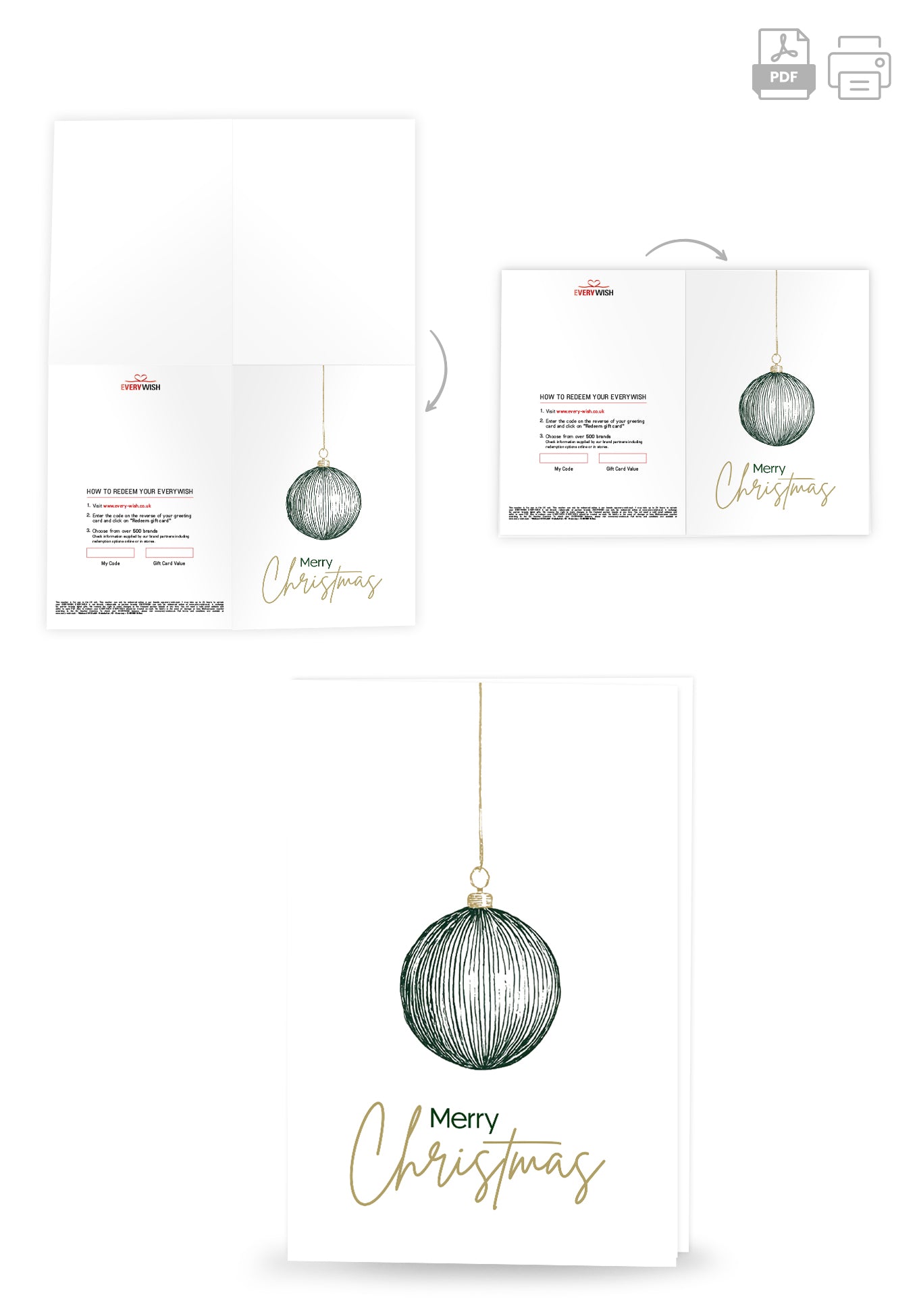 Merry Christmas - Bauble Green Gold