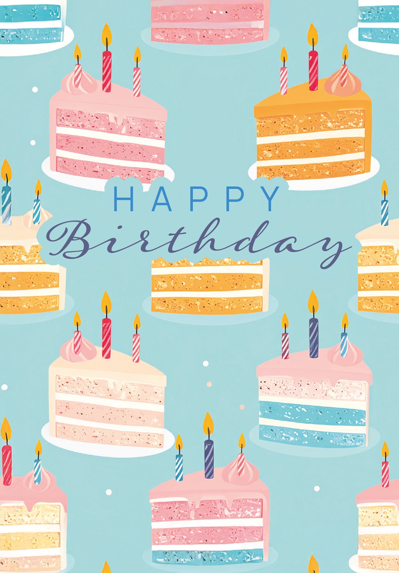 Happy Birthday - Cake Pattern Blue