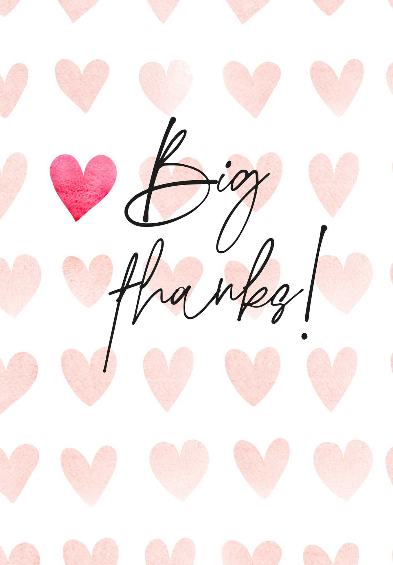 Big thanks - Hearts watercolour (Value)