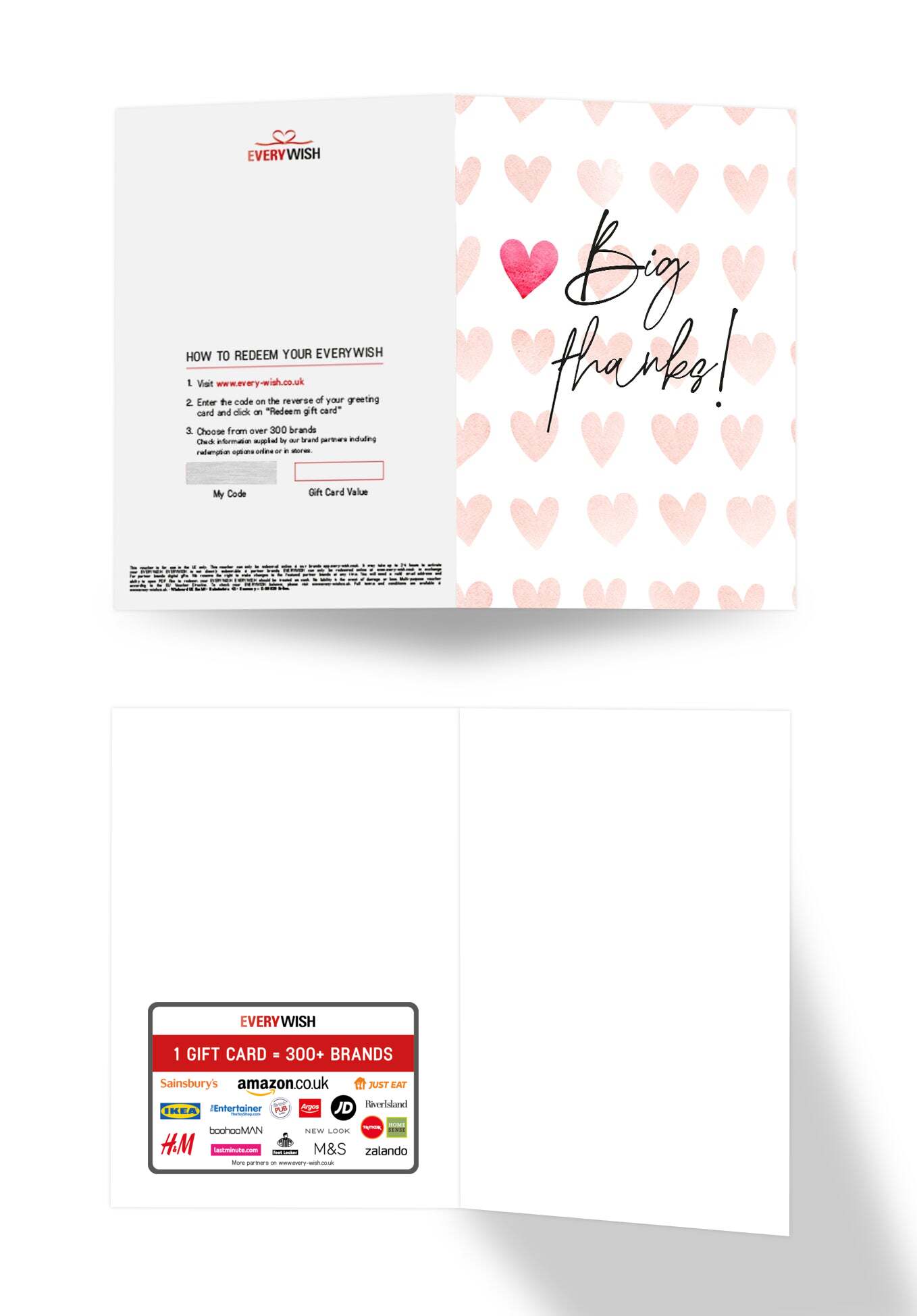 Big thanks - Hearts watercolour (Value)
