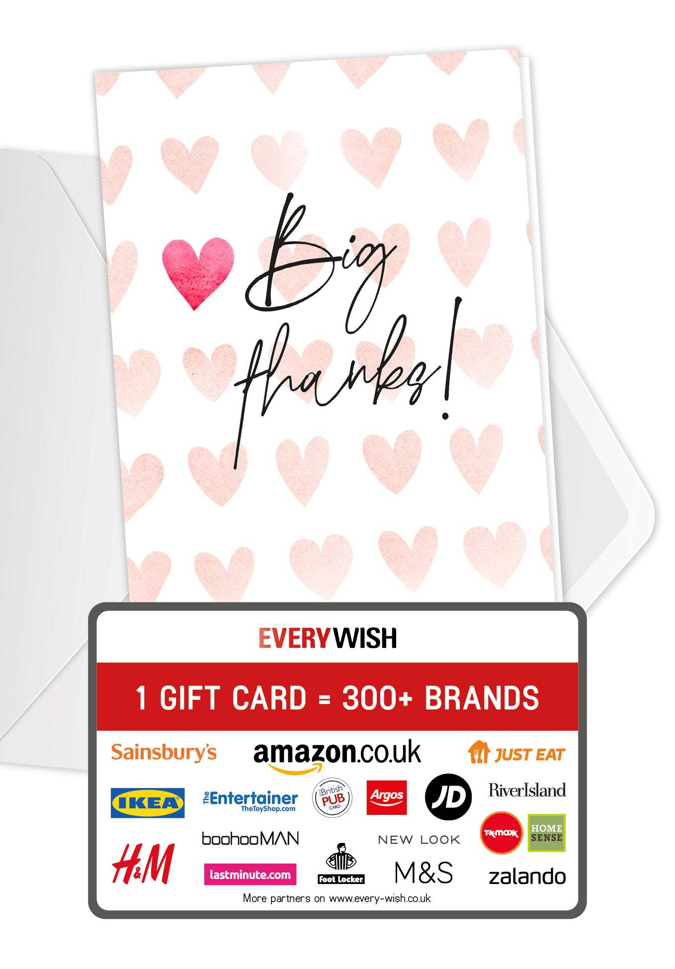 Big thanks - Hearts watercolour (Value)