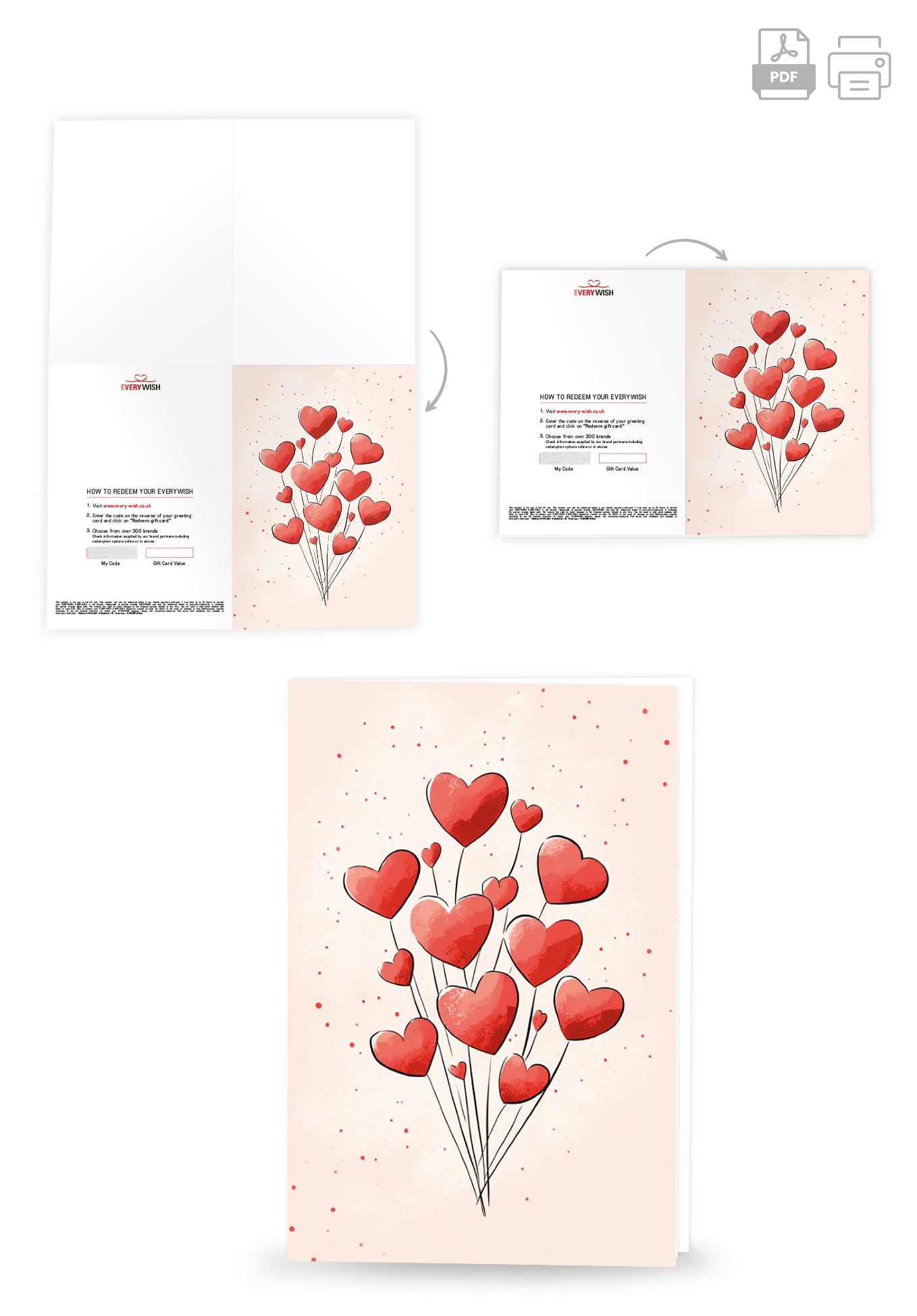 Heart balloons watercolour