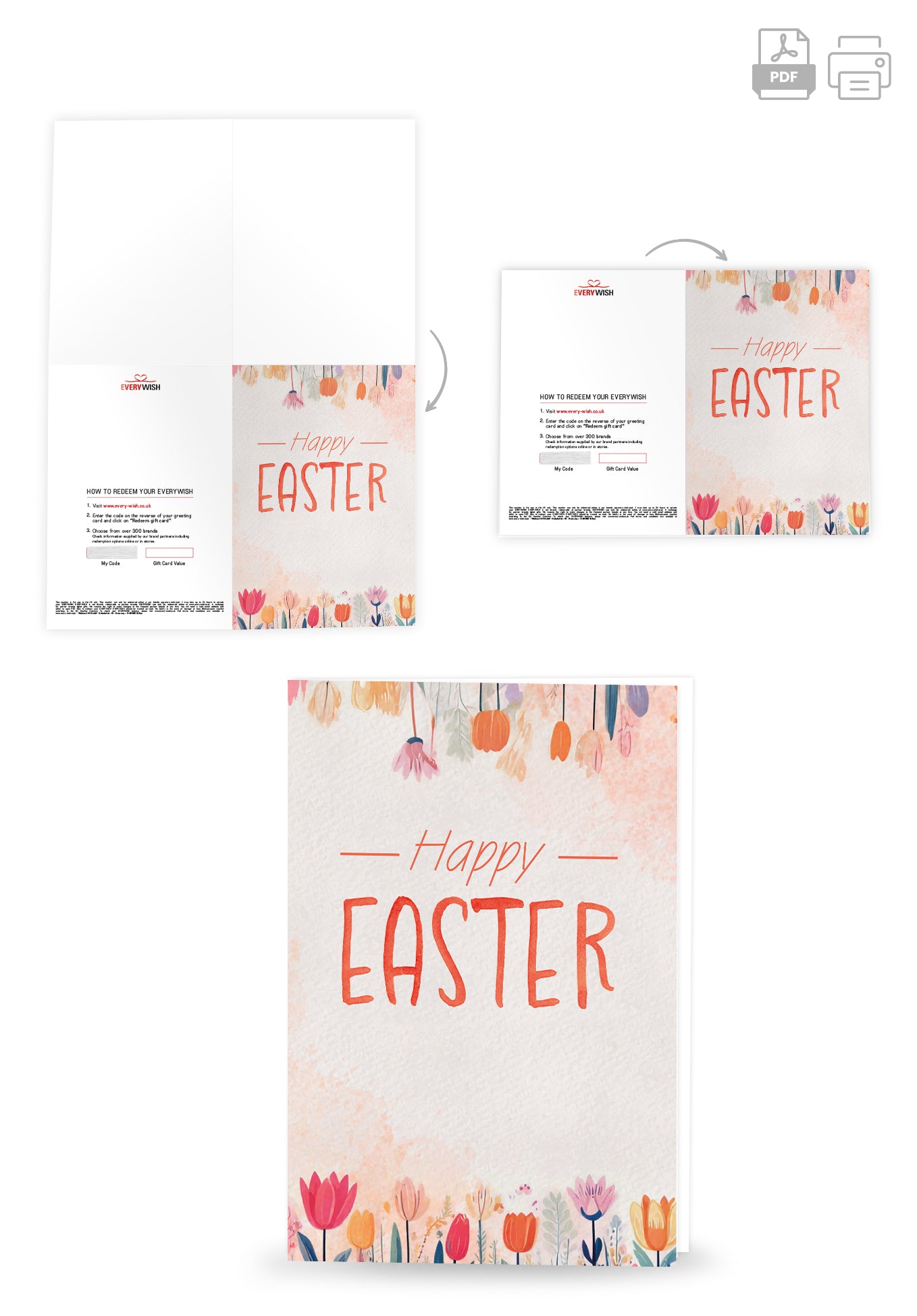 Happy Easter - Watercolour Flowers