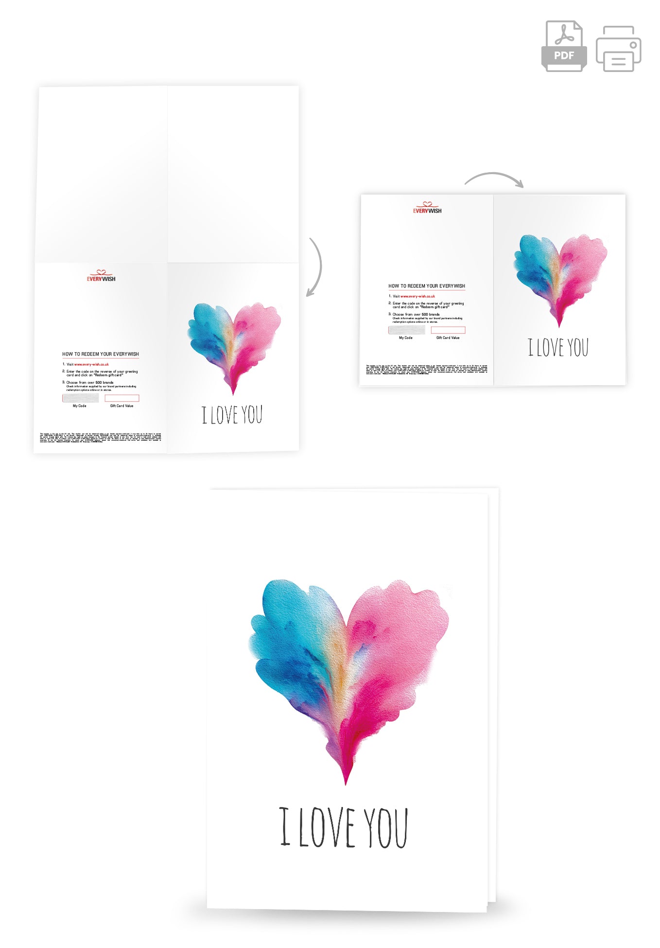 I love you - Heart Blue-Pink