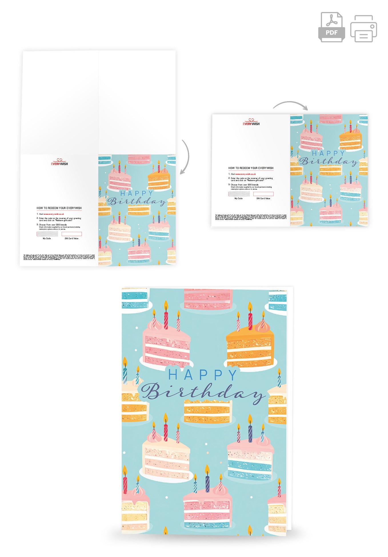 Happy Birthday - Cake Pattern Blue