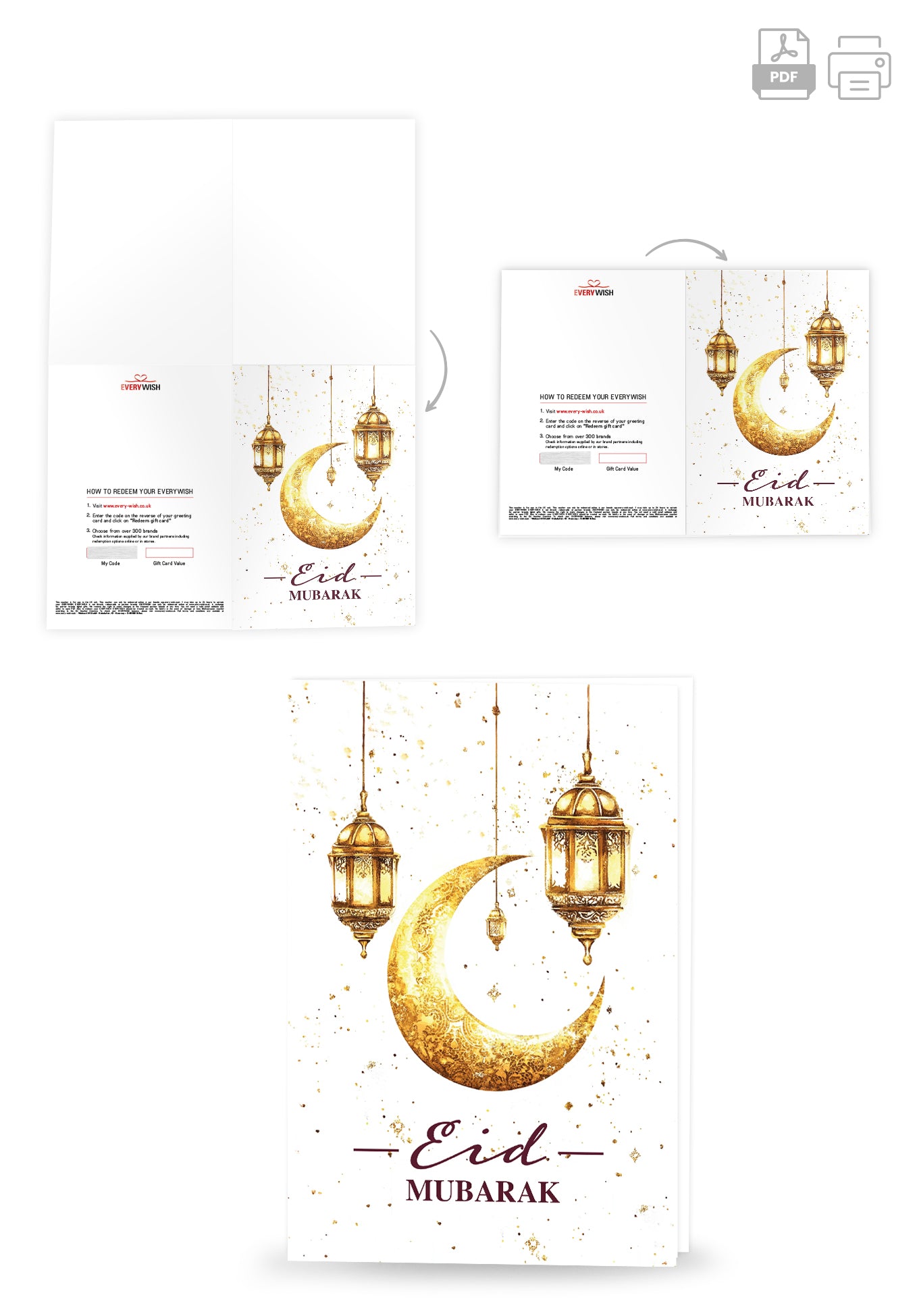 Eid Mubarak - Blanc or