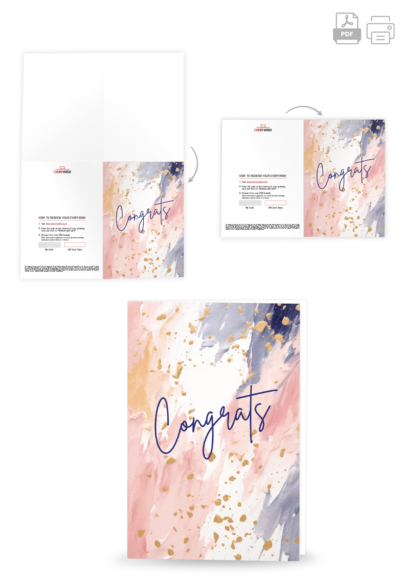 Congrats - Colourful watercolour