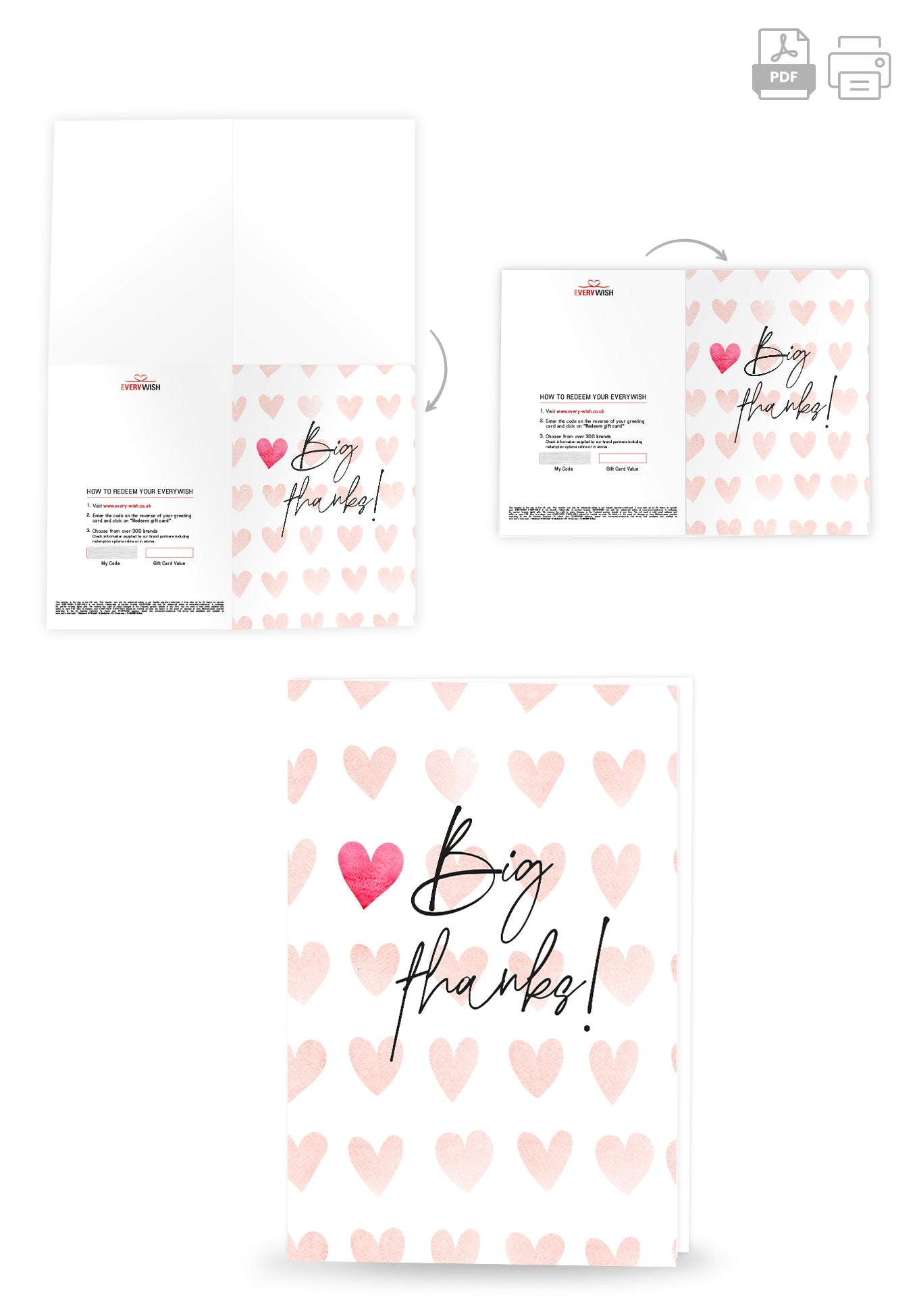 Big thanks - Hearts watercolour (Value)