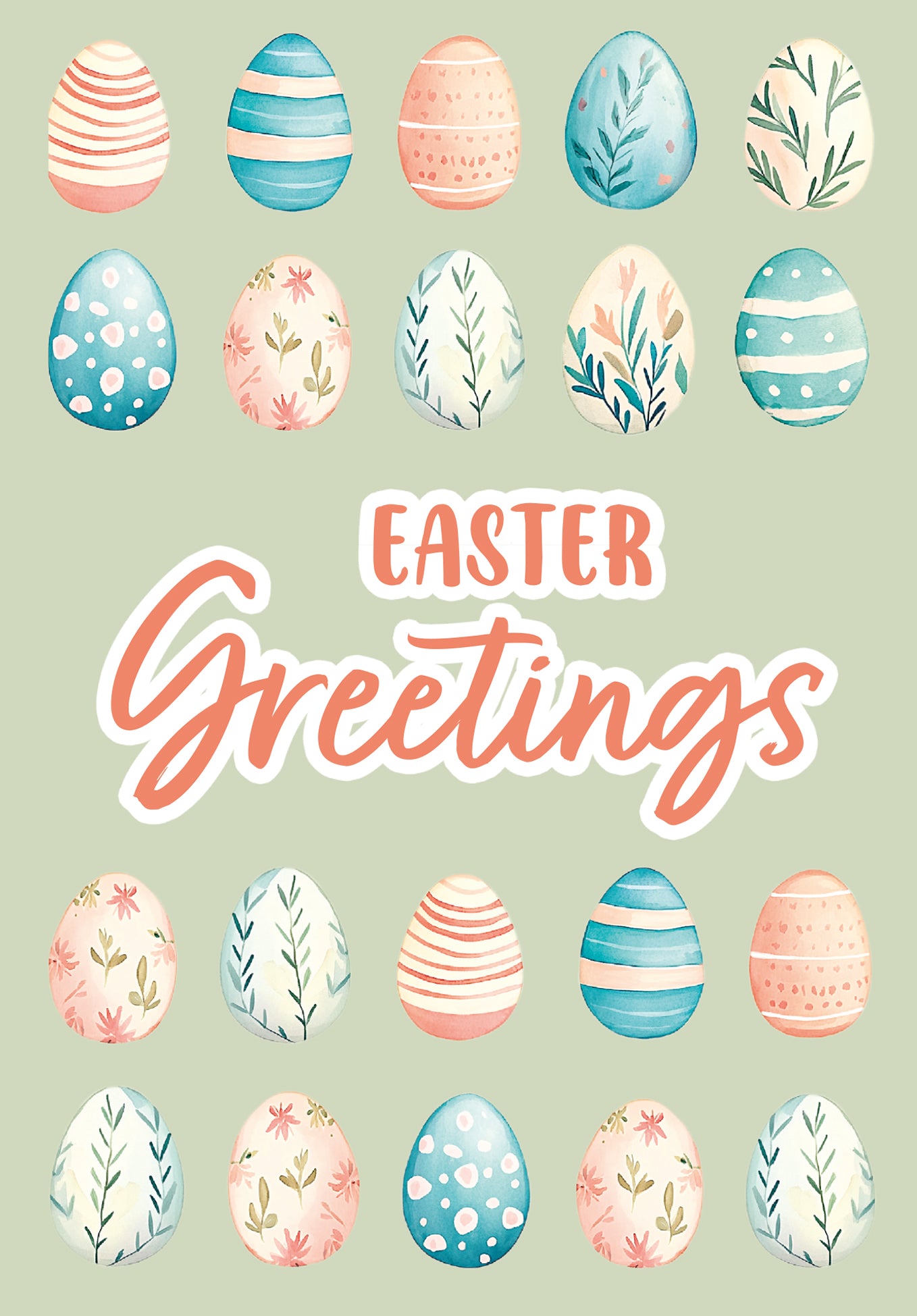 Easter Greetings - Egg Pattern Green