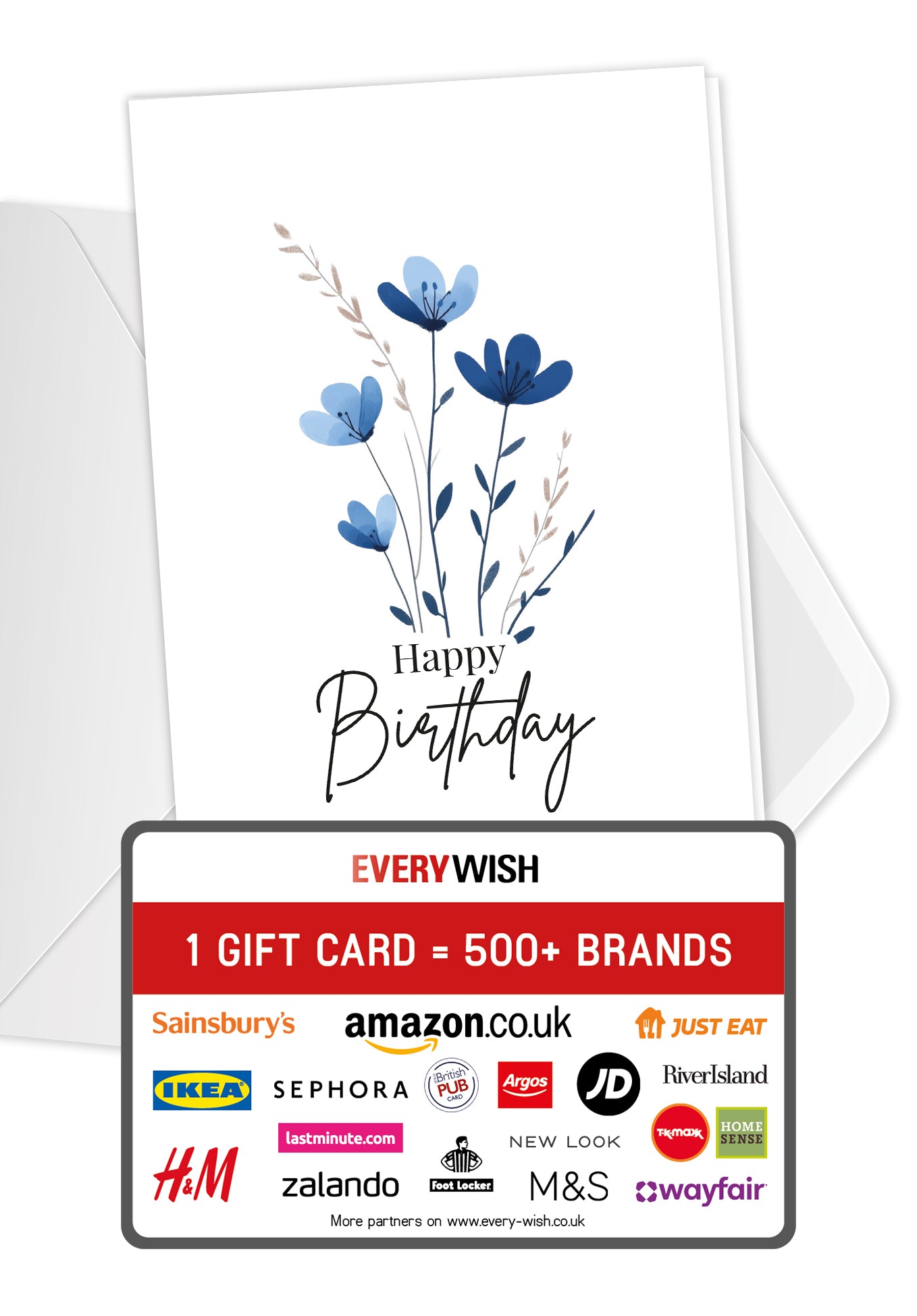 Happy Birthday – Blue Flowers