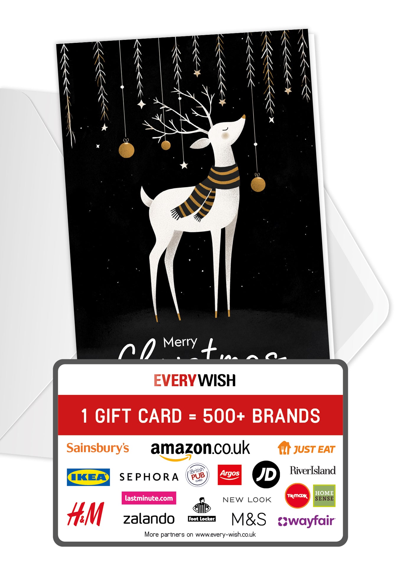 Merry Christmas - Deer Black White Gold