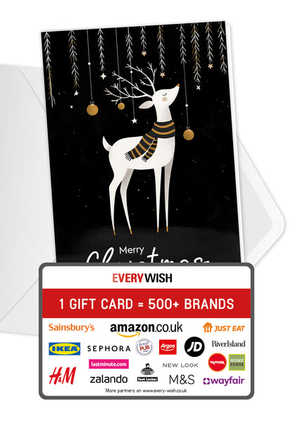 Merry Christmas - Deer Black White Gold