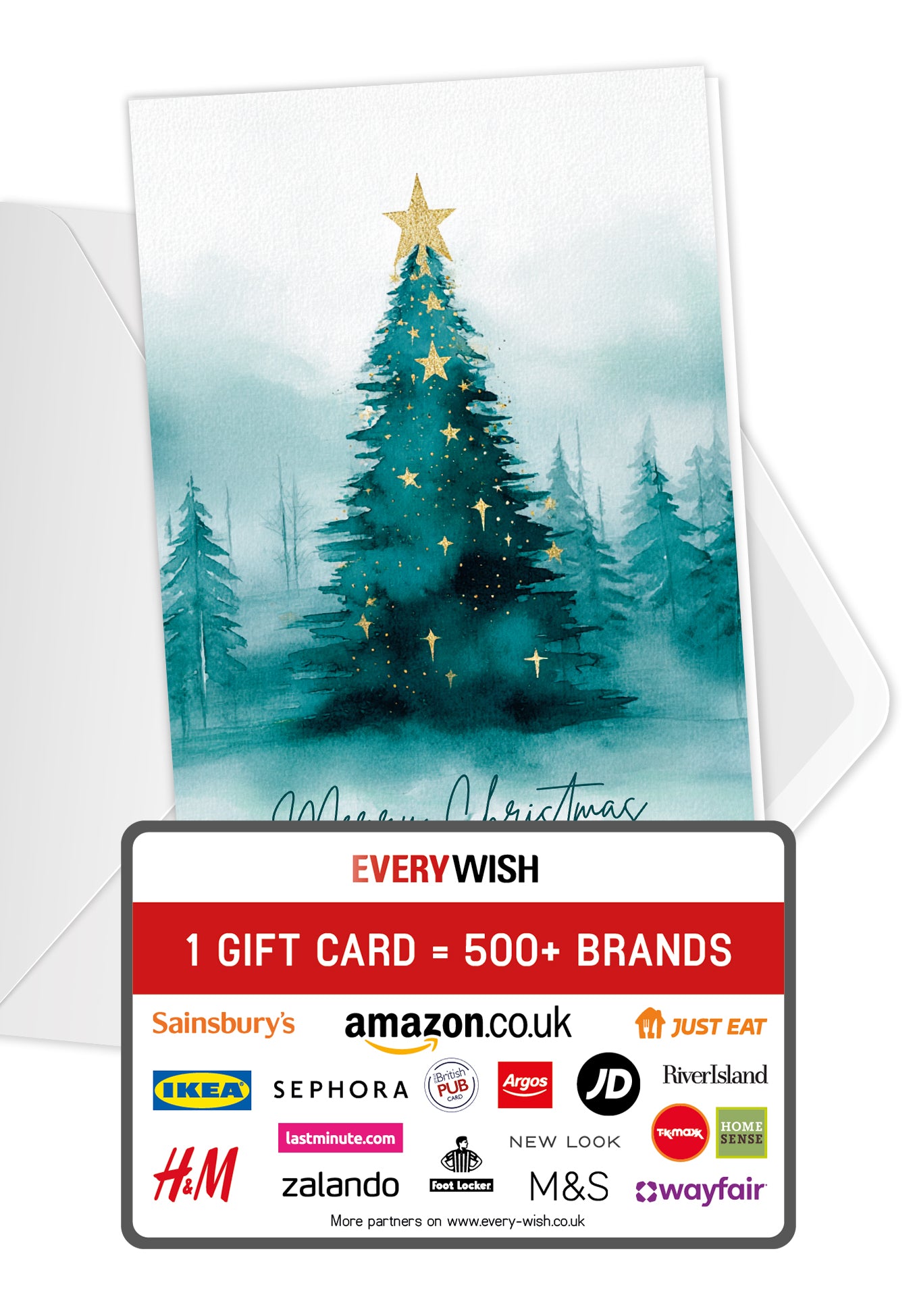 Merry Christmas - Christmas Tree Watercolor Green