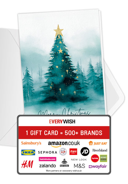 Merry Christmas - Christmas Tree Watercolor Green