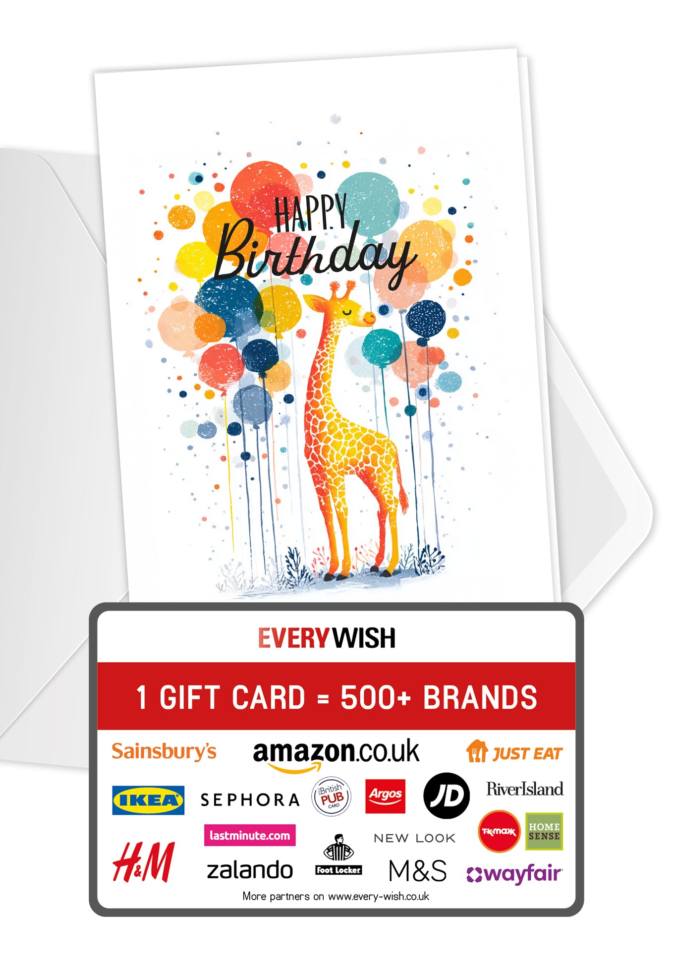 Happy Birthday – Giraffe and Balloons