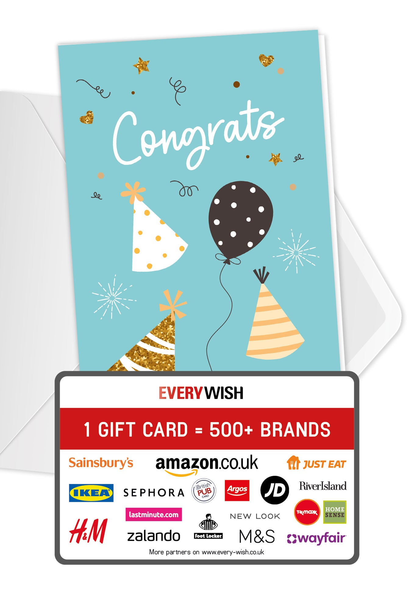 Congrats – Balloons and Hats Blue