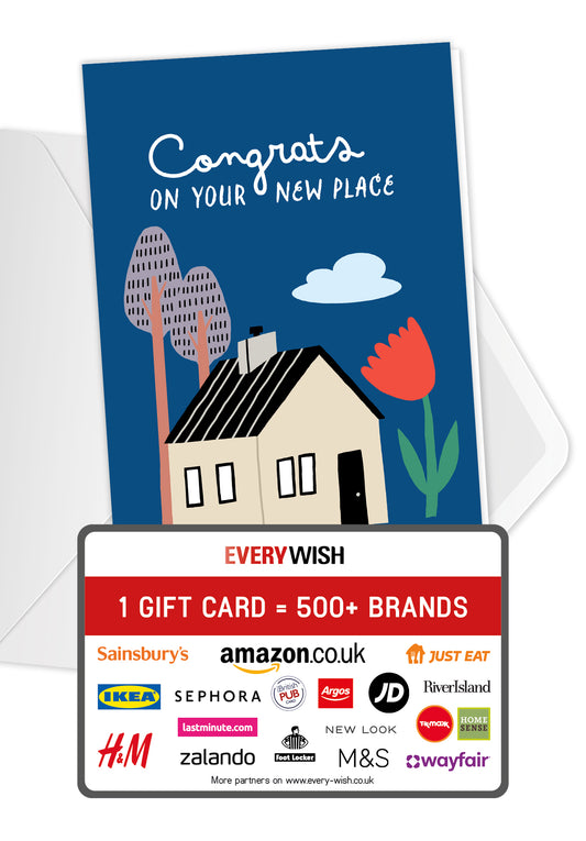 Congrats on your new place - House Flower Blue