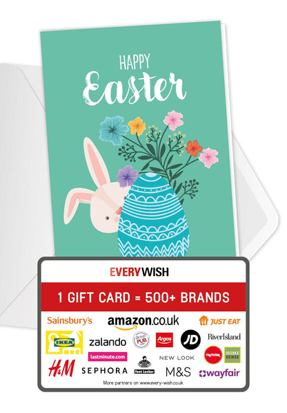 Happy Easter - Turquoise bunny with egg