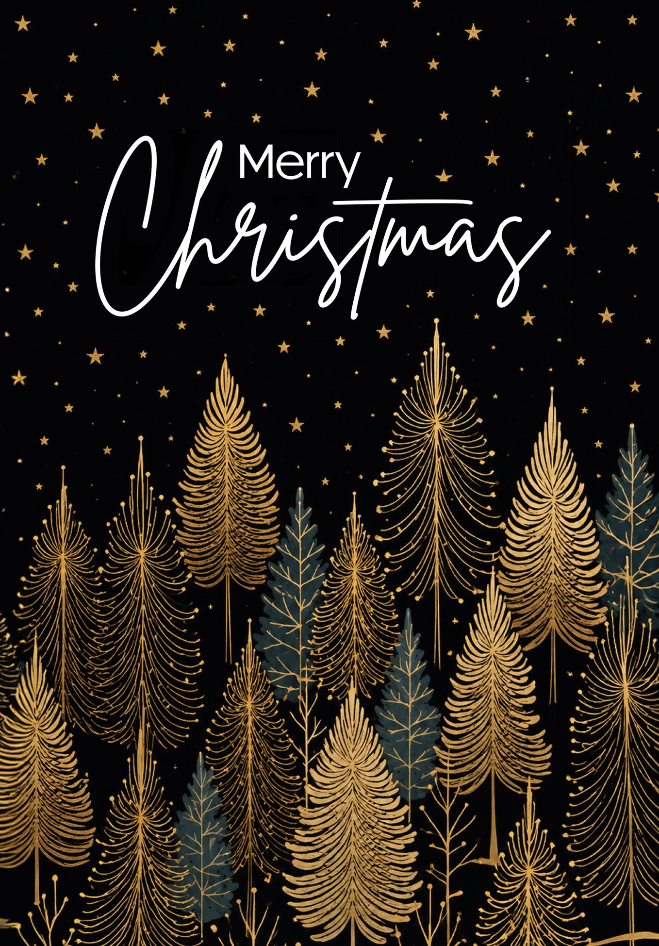 Merry Christmas - Trees Black Gold