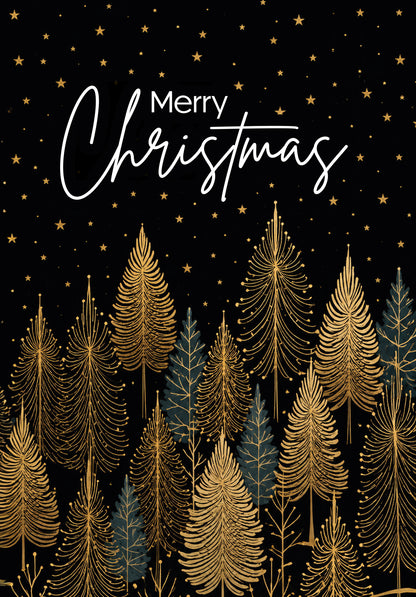 Merry Christmas - Trees Black Gold