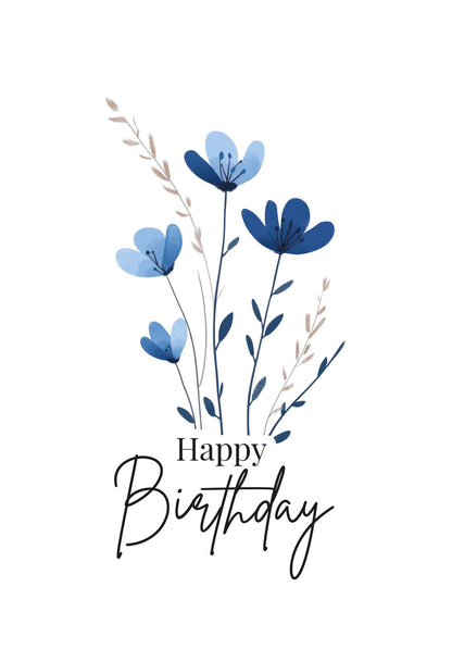 Happy Birthday – Blue Flowers