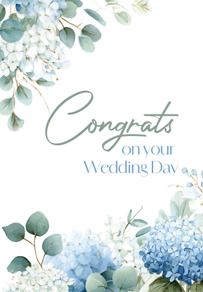 Congrats on your wedding day - Blue hydrangeas