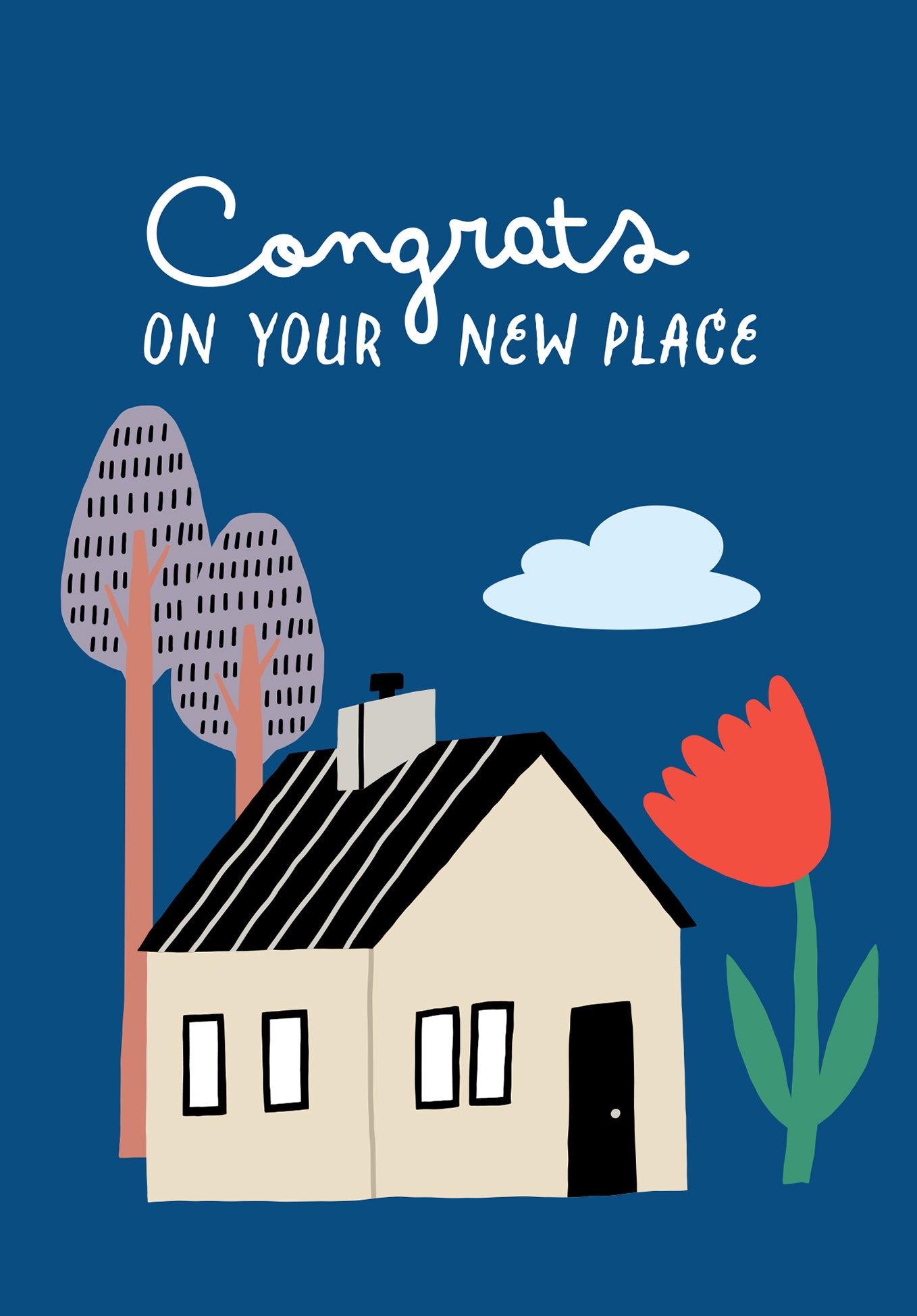 Congrats on your new place - House Flower Blue