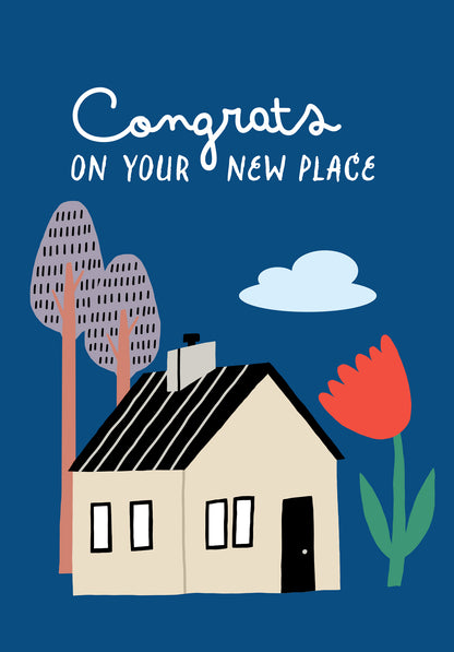 Congrats on your new place - House Flower Blue