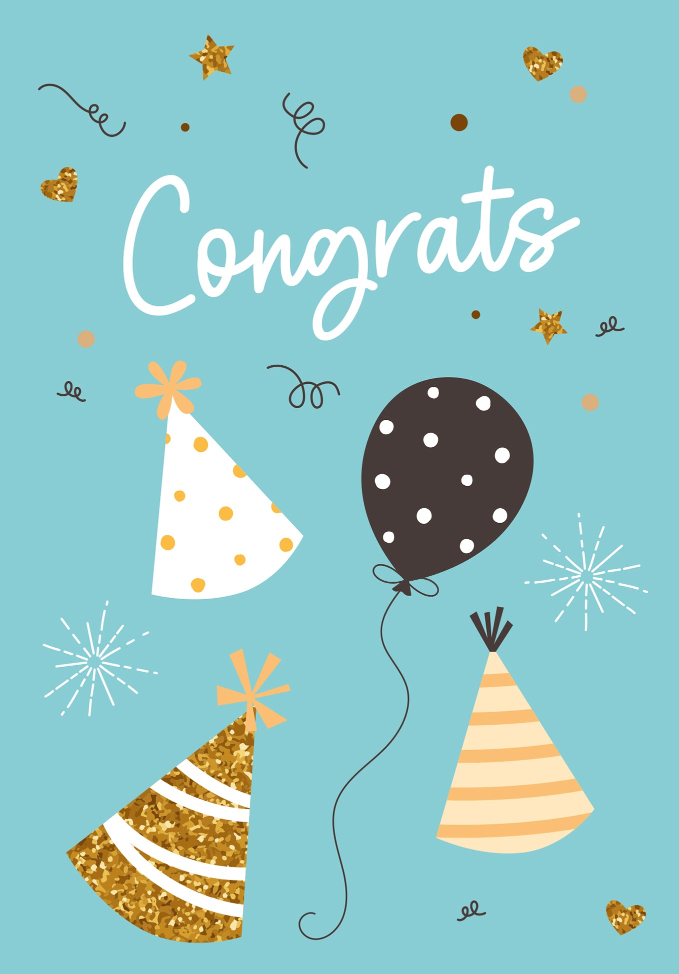 Congrats – Balloons and Hats Blue