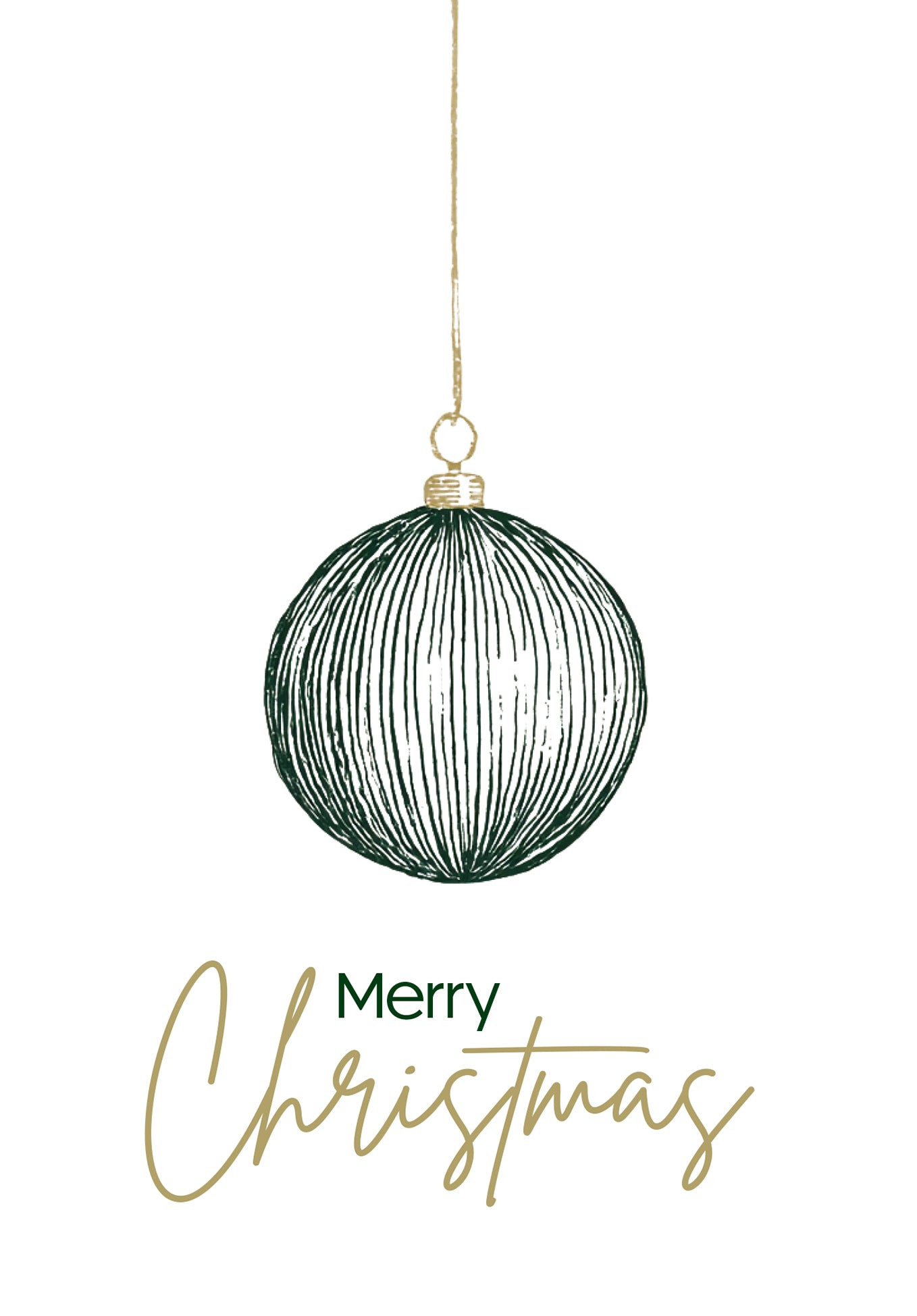 Merry Christmas - Bauble Green Gold
