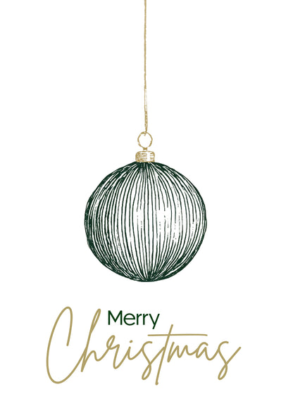 Merry Christmas - Bauble Green Gold