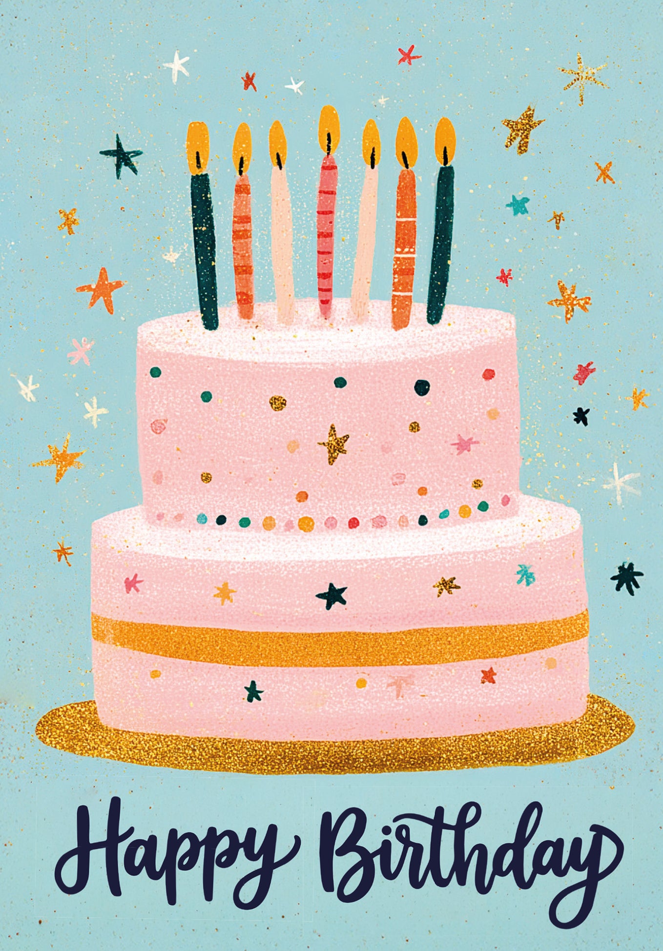 Happy Birthday - Cake Blue Pink