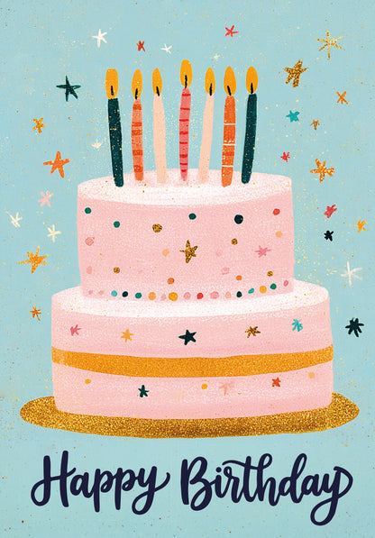 Happy Birthday - Cake Blue Pink