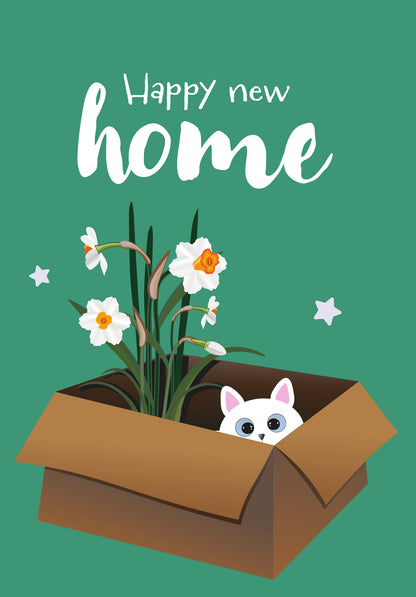 Happy new home - Cat and Flower
