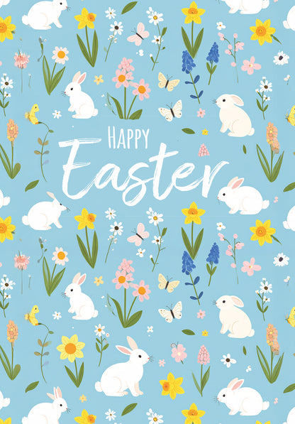 Happy Easter - Bunny Pattern Blue