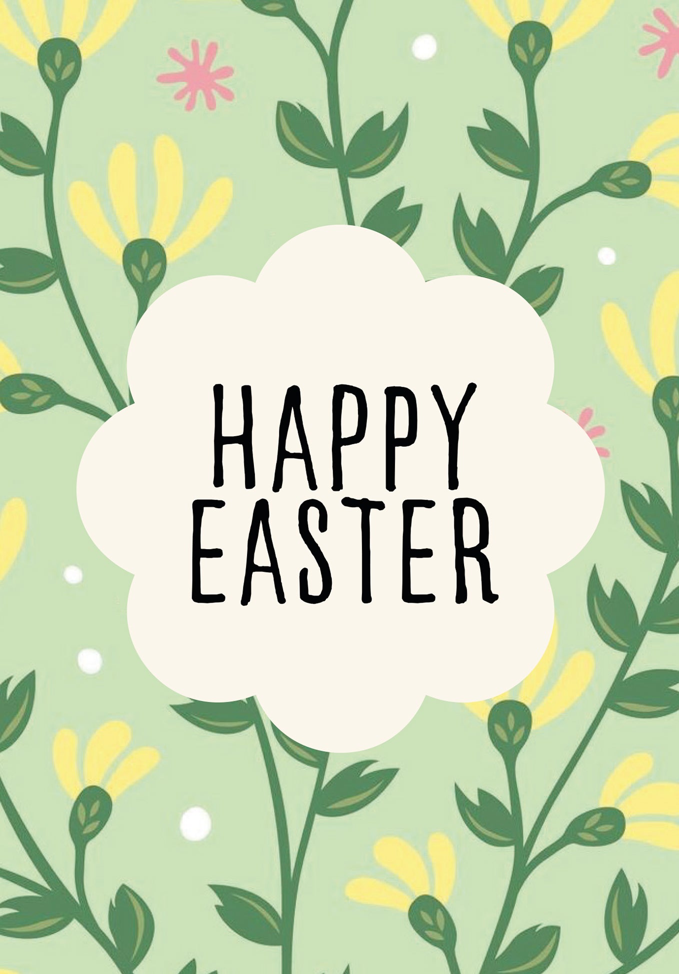 Happy Easter - Floral pattern green