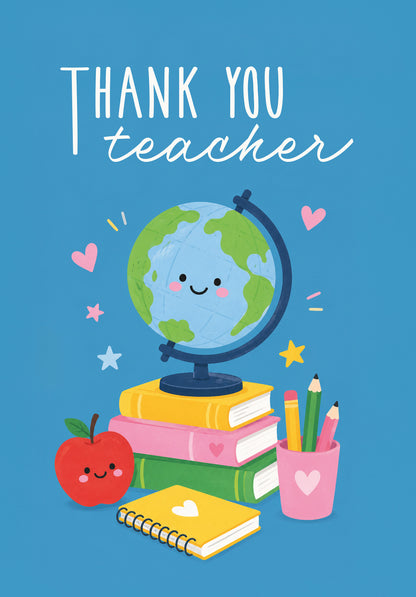 Thank you teacher - School supplies blue