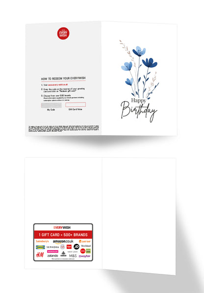 Happy Birthday – Blue Flowers