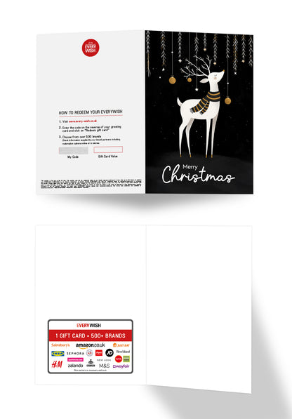 Merry Christmas - Deer Black White Gold