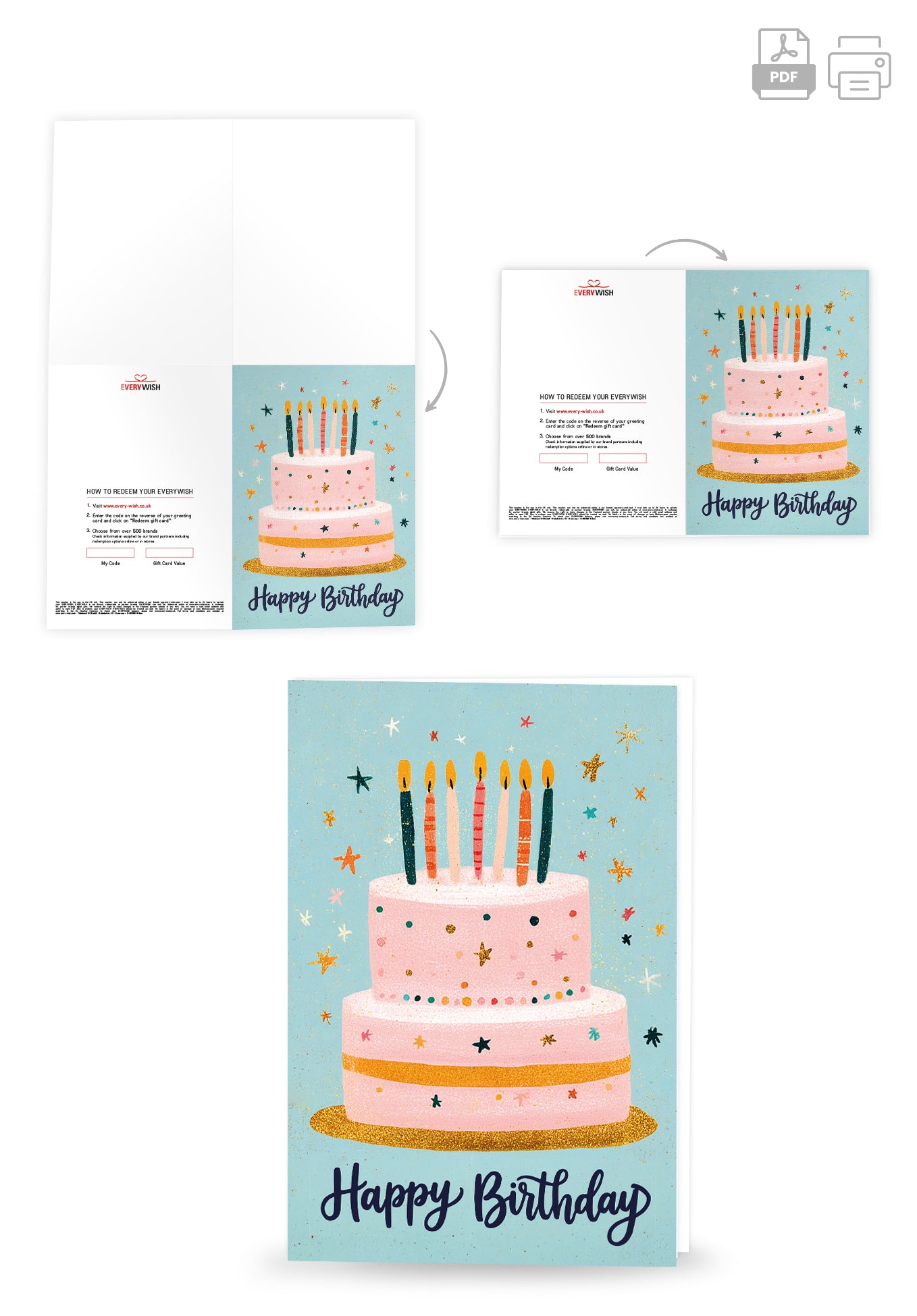 Happy Birthday - Cake Blue Pink