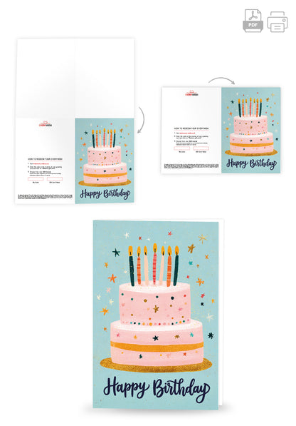 Happy Birthday - Cake Blue Pink
