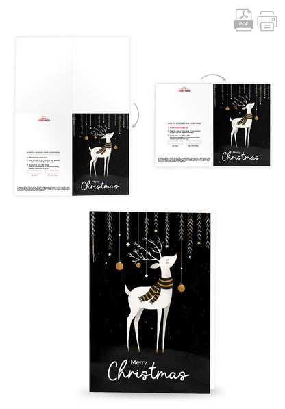 Merry Christmas - Deer Black White Gold