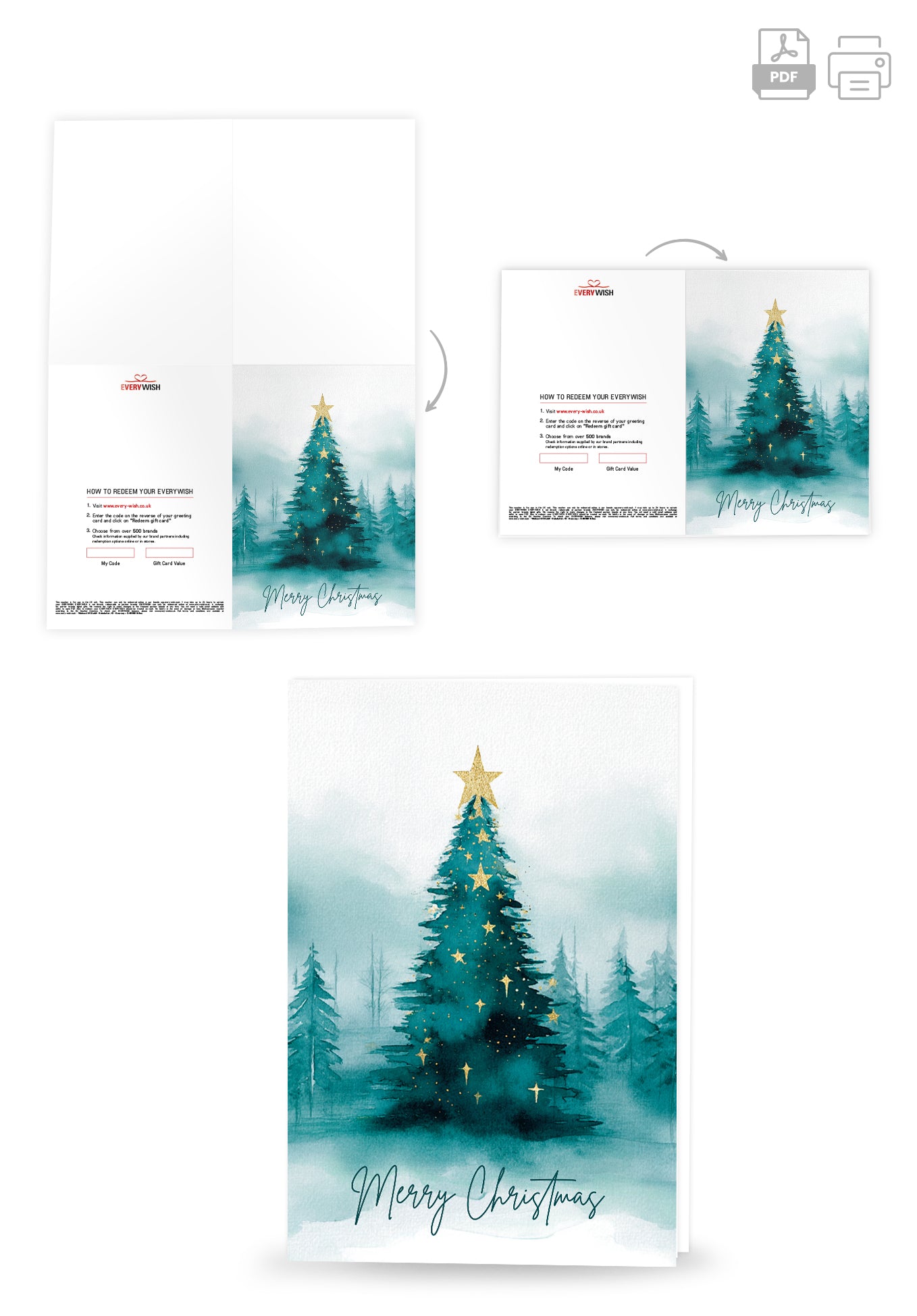 Merry Christmas - Christmas Tree Watercolor Green