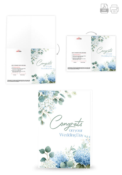 Congrats on your wedding day - Blue hydrangeas