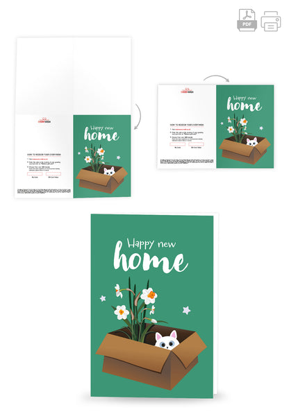 Happy new home - Cat and Flower