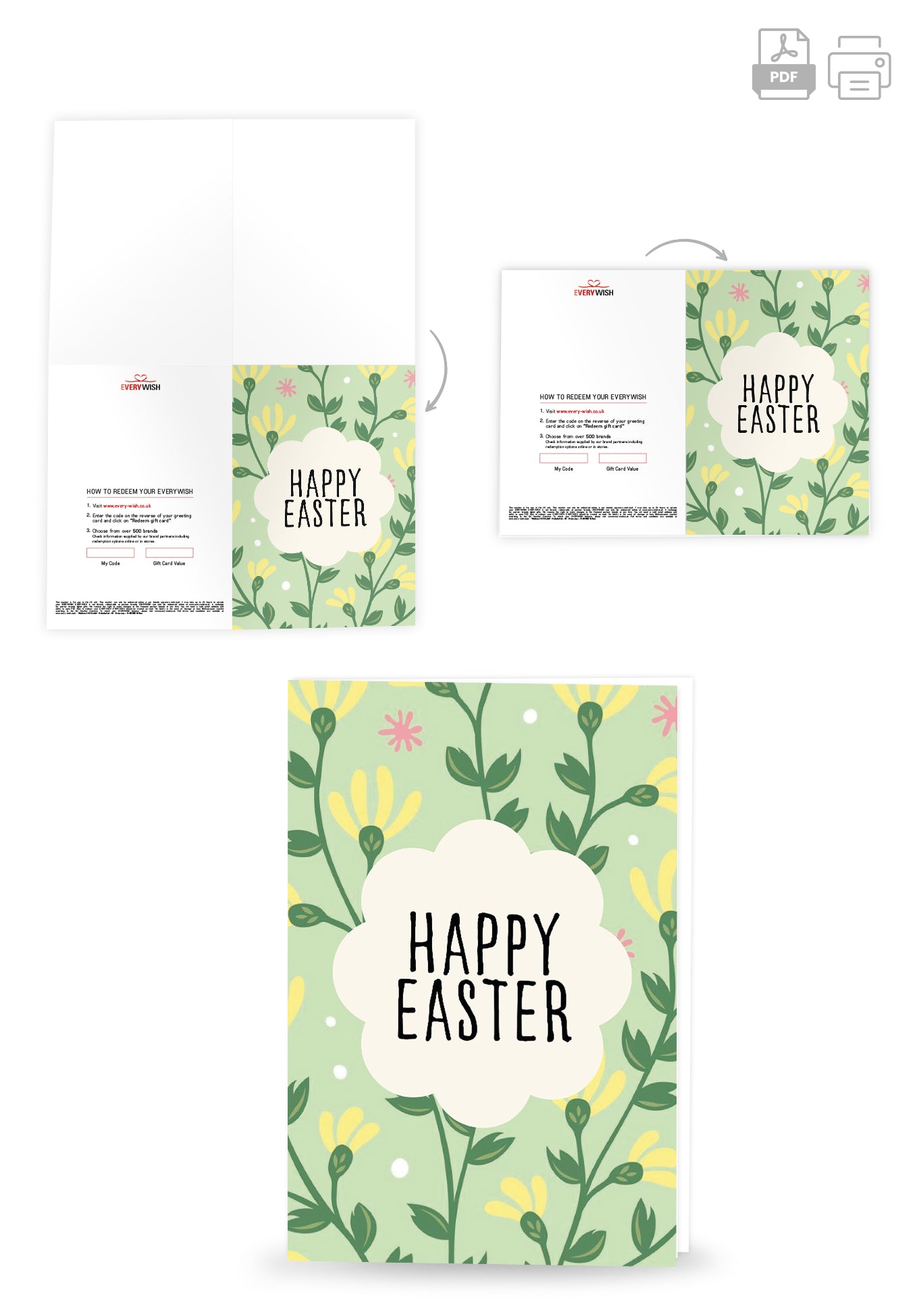 Happy Easter - Floral pattern green PDF