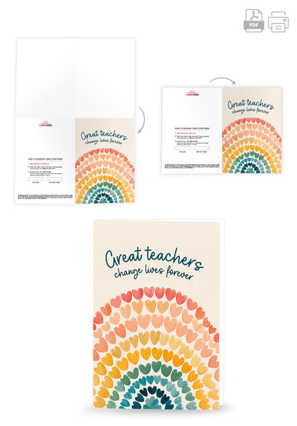 Great teachers change lives forever - Rainbow hearts