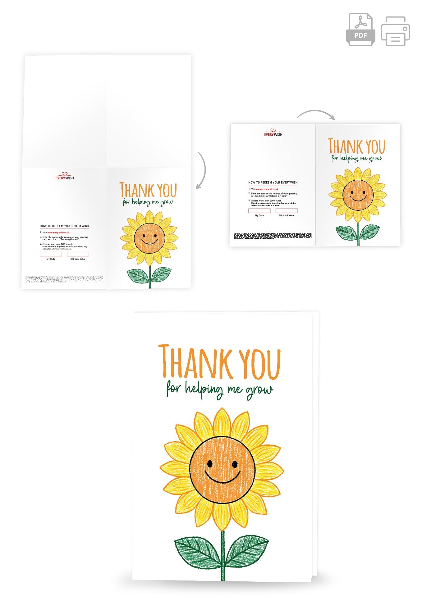 Thank you for helping me grow - Sunflower drawn